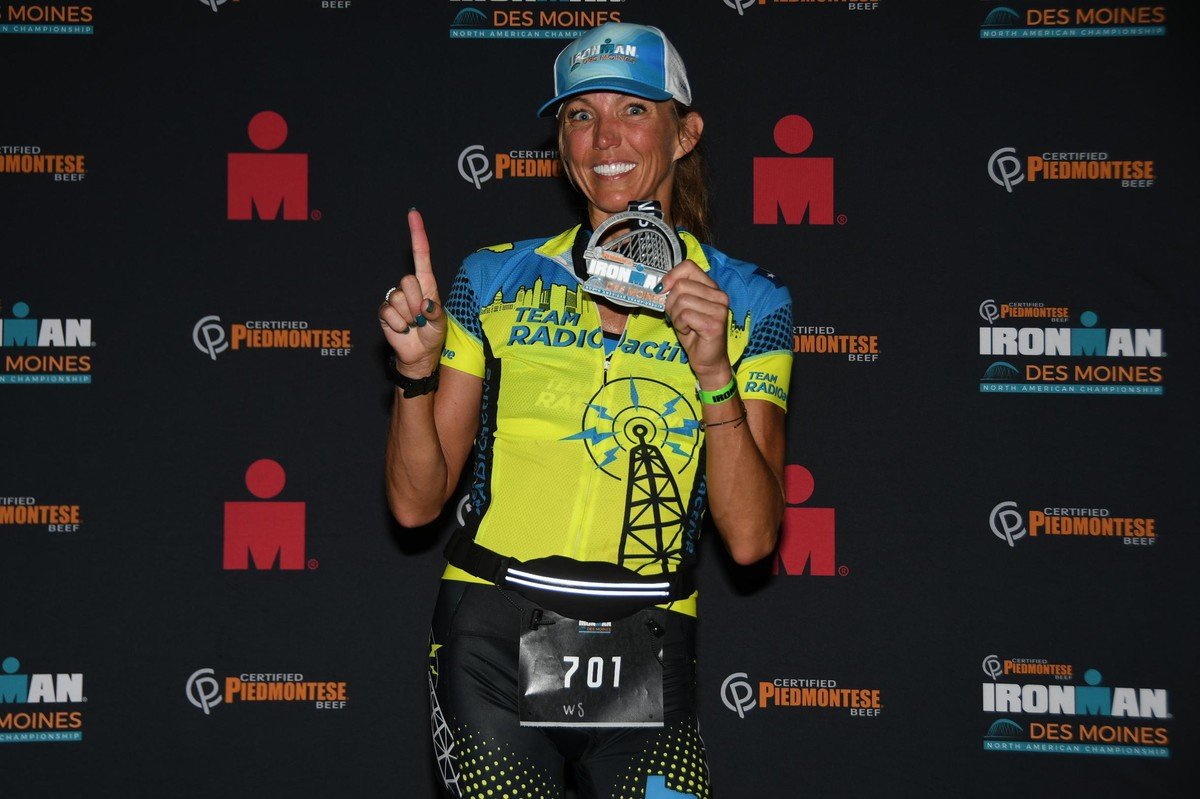 Jill Rogers at Ironman Des Moines finish line
